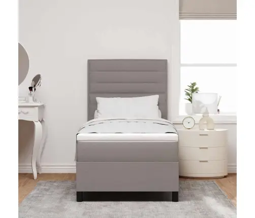 Kastītes Atsperu Gulta Ar Matraci Pelēkbrūna 80 X 200 Cm Audums Vidaxl