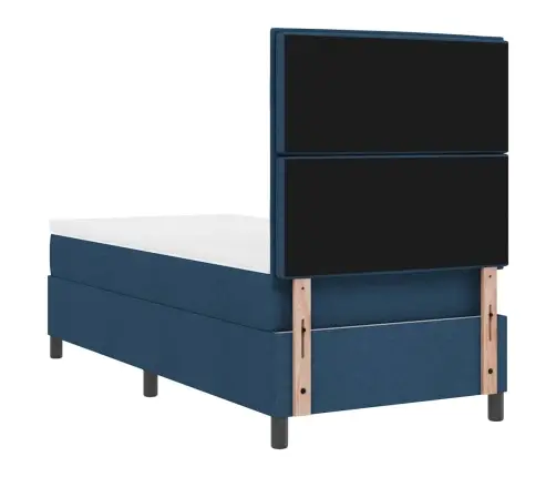 Kastītes Atsperu Gulta Ar Matraci Zila 80 X 200 Cm Audums Vidaxl