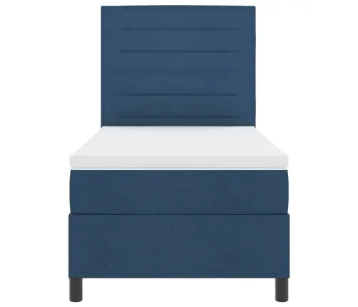 Kastītes Atsperu Gulta Ar Matraci Zila 80 X 200 Cm Audums Vidaxl