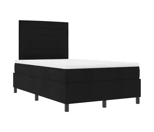 Gulta Ar Atsperēm Un Matraci Un Led - Melna, 120X190 Cm Audums Vidaxl