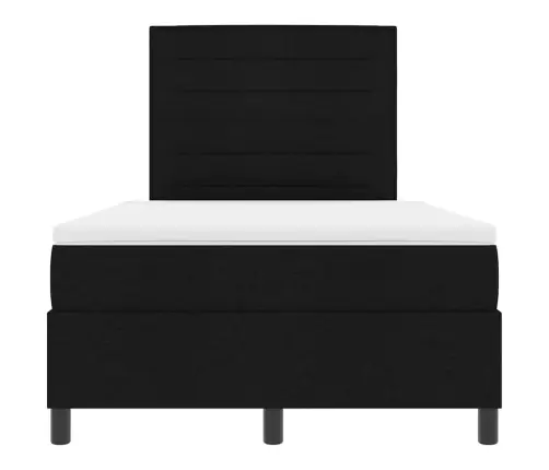 Gulta Ar Atsperēm Un Matraci Un Led - Melna, 120X190 Cm Audums Vidaxl