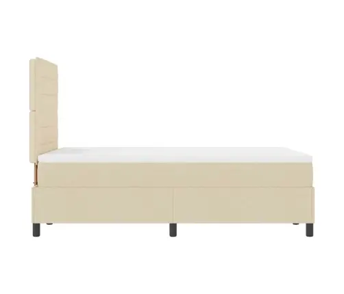 Kastītes Atsperu Gulta Ar Matraci Krēmkrāsa 120 X 190 Cm Audums Vidaxl