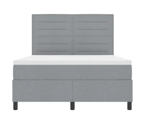 Kiemas Lova Su Čiužiniu Šviesiai Pilka 140 X 190 Cm Audinys