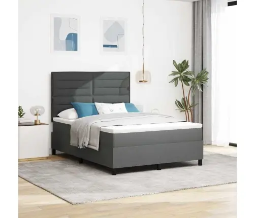 Kiemas Lova Su Čiužiniu Tamsiai Pilka 140 X 200 Cm Audinys