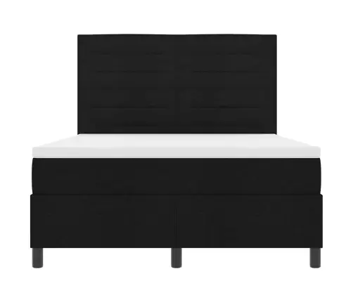 Kastītes Atsperu Gulta Ar Matraci Melna 160 X 200 Cm Audums Vidaxl