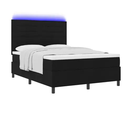 Kastītes Atsperu Gulta Ar Matraci Melna 160 X 200 Cm Audums Vidaxl