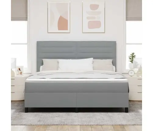 Kiemas Lova Su Čiužiniu Šviesiai Pilka 180 X 200 Cm Audinys