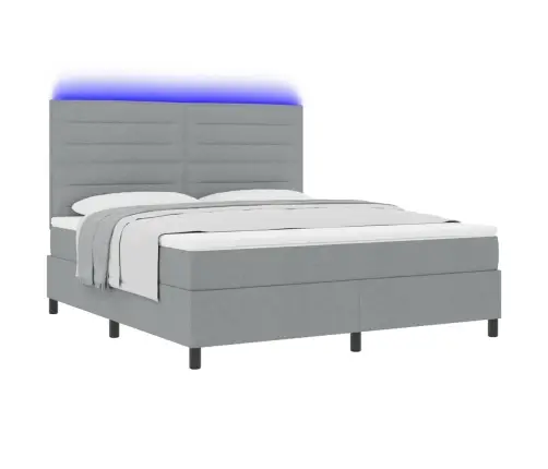 Kiemas Lova Su Čiužiniu Šviesiai Pilka 180 X 200 Cm Audinys