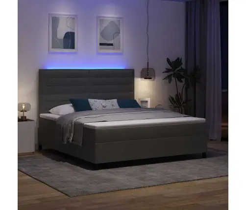 Kiemas Lova Su Čiužiniu Tamsiai Pilka 180 X 200 Cm Audinys