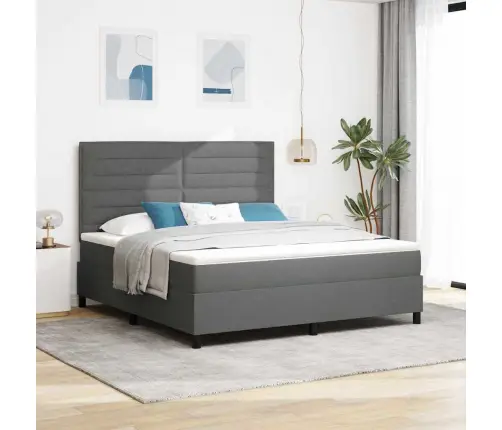 Kiemas Lova Su Čiužiniu Tamsiai Pilka 180 X 200 Cm Audinys