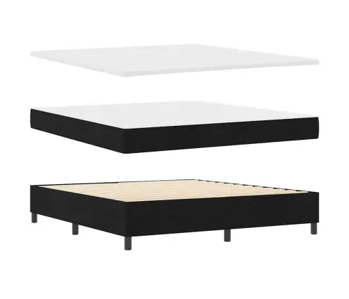 Kastītes Atsperu Gulta Ar Matraci Melna 180 X 200 Cm Audums Vidaxl