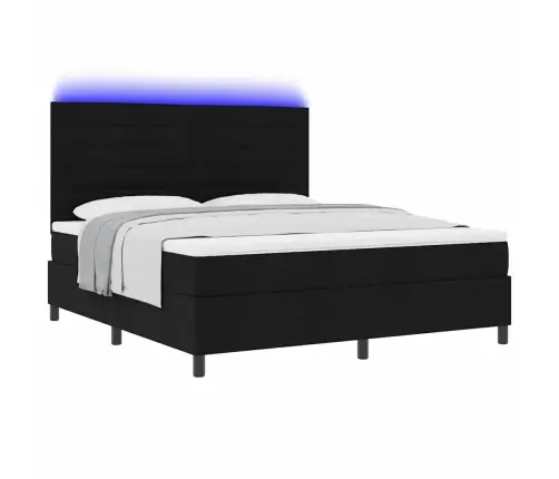 Kastītes Atsperu Gulta Ar Matraci Melna 180 X 200 Cm Audums Vidaxl