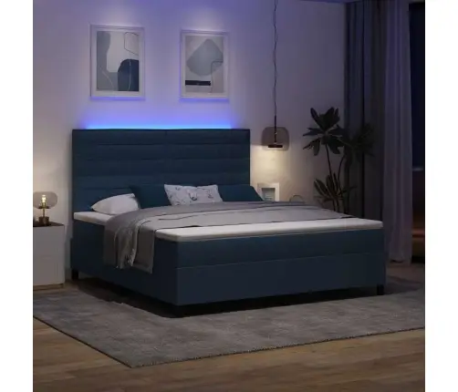 Kiemas Lova Su Čiužiniu Su Led Mėlyna 180 X 200 Cm Audinys