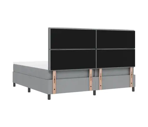 Kiemas Lova Su Čiužiniu Šviesiai Pilka 200 X 200 Cm Audinys