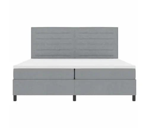 Kiemas Lova Su Čiužiniu Šviesiai Pilka 200 X 200 Cm Audinys