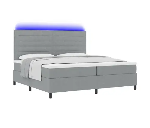 Kiemas Lova Su Čiužiniu Šviesiai Pilka 200 X 200 Cm Audinys