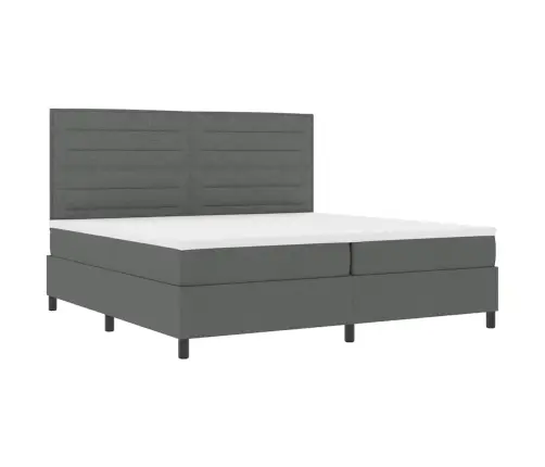 Kastītes Atsperu Gulta Ar Led Tumši Pelēka 200 X 200 Cm Audums Vidaxl