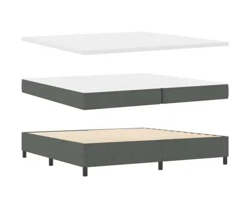 Kastītes Atsperu Gulta Ar Led Tumši Pelēka 200 X 200 Cm Audums Vidaxl