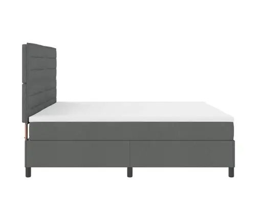 Kastītes Atsperu Gulta Ar Led Tumši Pelēka 200 X 200 Cm Audums Vidaxl