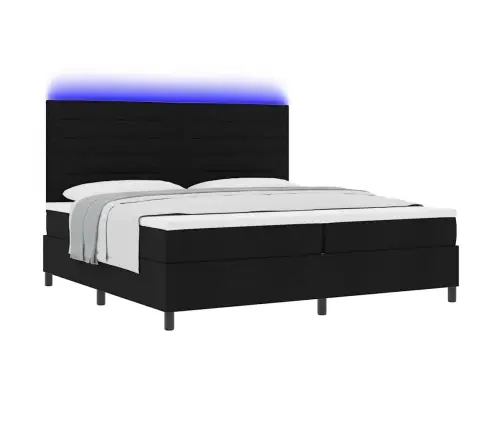 Gultas Rāmis Ar Matraci Un Led Gaismām, Melnā Krāsā, 200X200 Cm Vidaxl