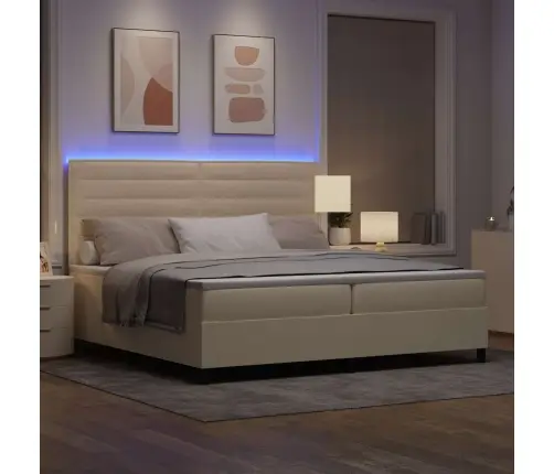 Kastītes Atsperu Gulta Ar Matraci Krēmkrāsa 200 X 200 Cm Audums Vidaxl