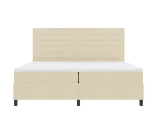Kastītes Atsperu Gulta Ar Matraci Krēmkrāsa 200 X 200 Cm Audums Vidaxl