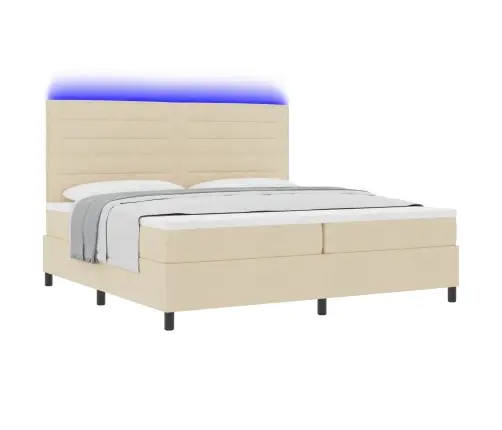 Kastītes Atsperu Gulta Ar Matraci Krēmkrāsa 200 X 200 Cm Audums Vidaxl