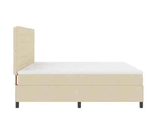 Kastītes Atsperu Gulta Ar Matraci Krēmkrāsa 200 X 200 Cm Audums Vidaxl