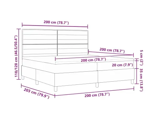 Kastītes Atsperu Gulta Ar Matraci Krēmkrāsa 200 X 200 Cm Audums Vidaxl