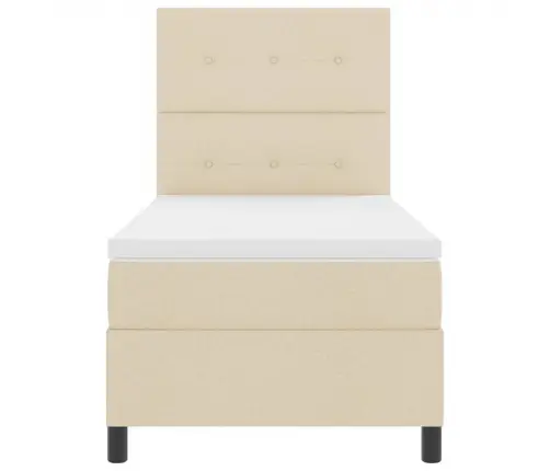 Kastītes Atsperu Gulta Ar Matraci Krēmkrāsa 80 X 200 Cm Audums Vidaxl