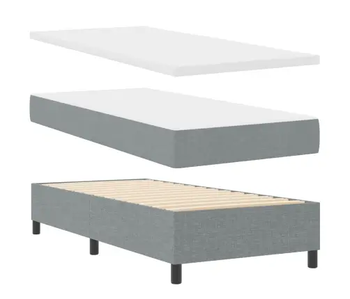 Kastītes Atsperu Gulta Gaiši Pelēka 90 X 200 Cm Audums Vidaxl