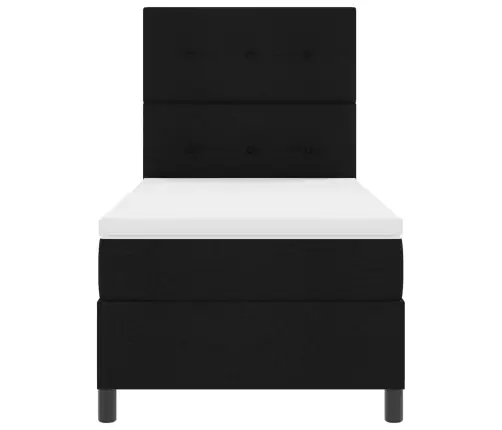 Kastītes Atsperu Gulta Ar Matraci Melna 90 X 200 Cm Audums Vidaxl