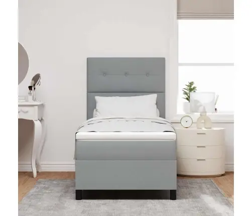 Box Spring Gulta Ar Matraci Pelēkā Krāsā, 100 X 200 Cm, Auduma Vidaxl