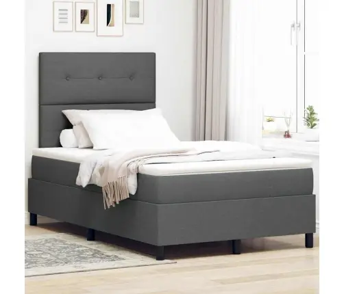 Box Spring Gulta Ar Matraci Un Led Tumši Pelēkā Krāsā, 120 X 190 Cm, Audums Vidaxl