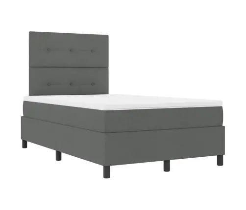 Box Spring Gulta Ar Matraci Un Led Tumši Pelēkā Krāsā, 120 X 190 Cm, Audums Vidaxl