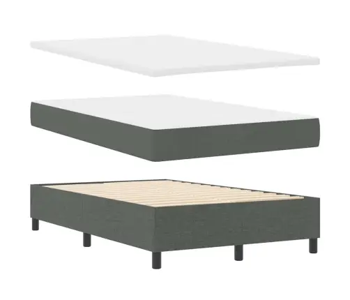 Box Spring Gulta Ar Matraci Un Led Tumši Pelēkā Krāsā, 120 X 190 Cm, Audums Vidaxl