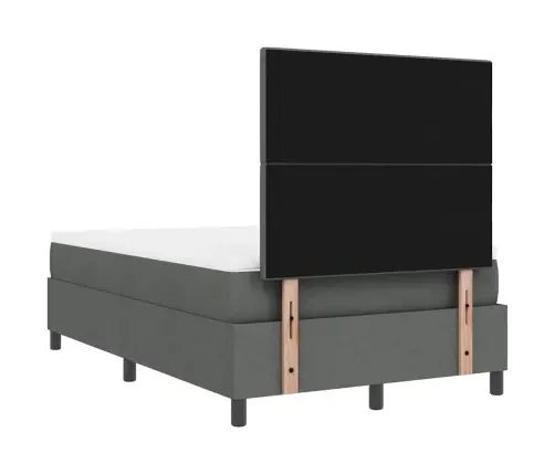 Box Spring Gulta Ar Matraci Un Led Tumši Pelēkā Krāsā, 120 X 190 Cm, Audums Vidaxl