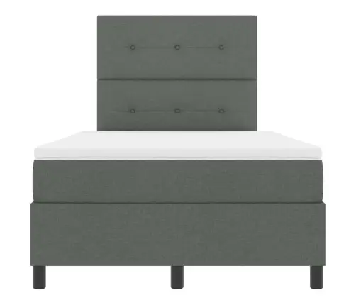 Box Spring Gulta Ar Matraci Un Led Tumši Pelēkā Krāsā, 120 X 190 Cm, Audums Vidaxl