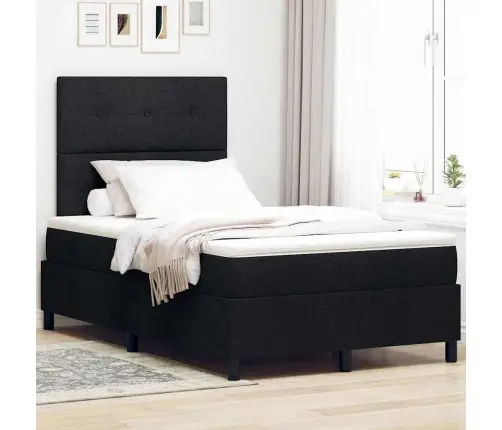 Box Spring Gulta Ar Matraci Un Led - Melna, 120 X 190 Cm, Audums Vidaxl