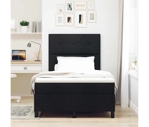 Box Spring Gulta Ar Matraci Un Led - Melna, 120 X 190 Cm, Audums Vidaxl