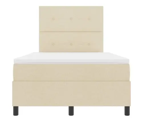 Kastītes Atsperu Gulta Ar Matraci Krēmkrāsa 120 X 190 Cm Audums Vidaxl