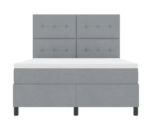 Kastītes Atsperu Gulta Gaiši Pelēka 140 X 190 Cm Audums Vidaxl