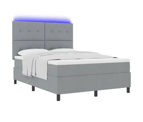 Kastītes Atsperu Gulta Gaiši Pelēka 140 X 190 Cm Audums Vidaxl