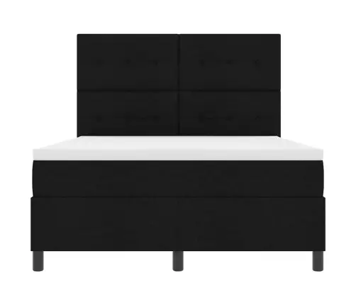 Kastītes Atsperu Gulta Ar Matraci Melna 140 X 190 Cm Audums Vidaxl