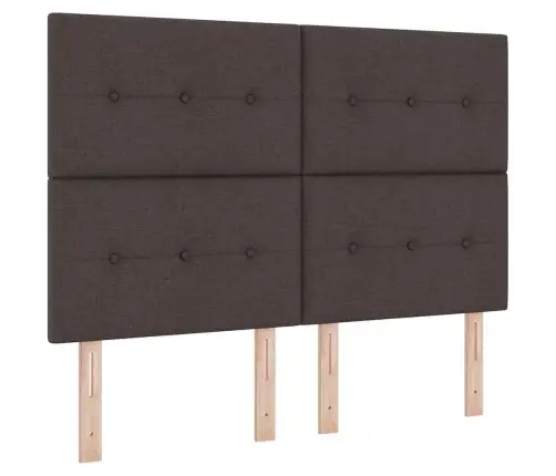 Kastītes Atsperu Gulta Ar Led Tumši Brūna 140 X 190 Cm Audums Vidaxl