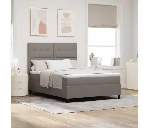 Kastītes Atsperu Gulta Ar Led Pelēkbrūna 140 X 190 Cm Audums Vidaxl
