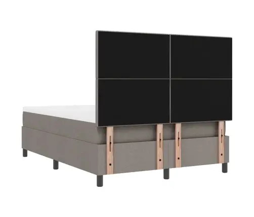 Kastītes Atsperu Gulta Ar Led Pelēkbrūna 140 X 190 Cm Audums Vidaxl