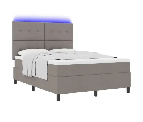 Kastītes Atsperu Gulta Ar Led Pelēkbrūna 140 X 190 Cm Audums Vidaxl