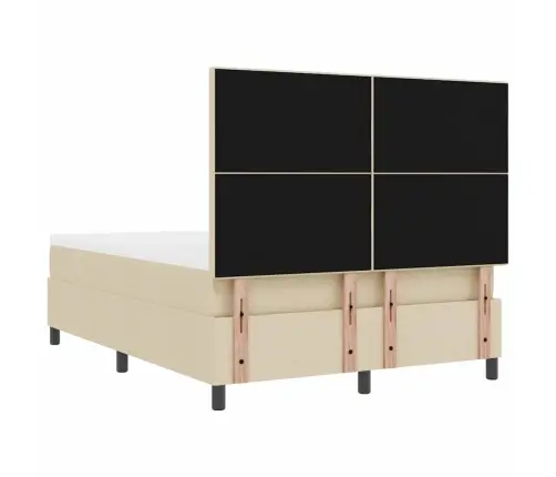 Kastītes Atsperu Gulta Ar Matraci Krēmkrāsa 140 X 190 Cm Audums Vidaxl