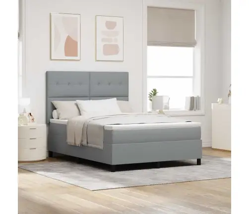 Kiemas Lova Su Čiužiniu Šviesiai Pilka 140 X 200 Cm Audinys